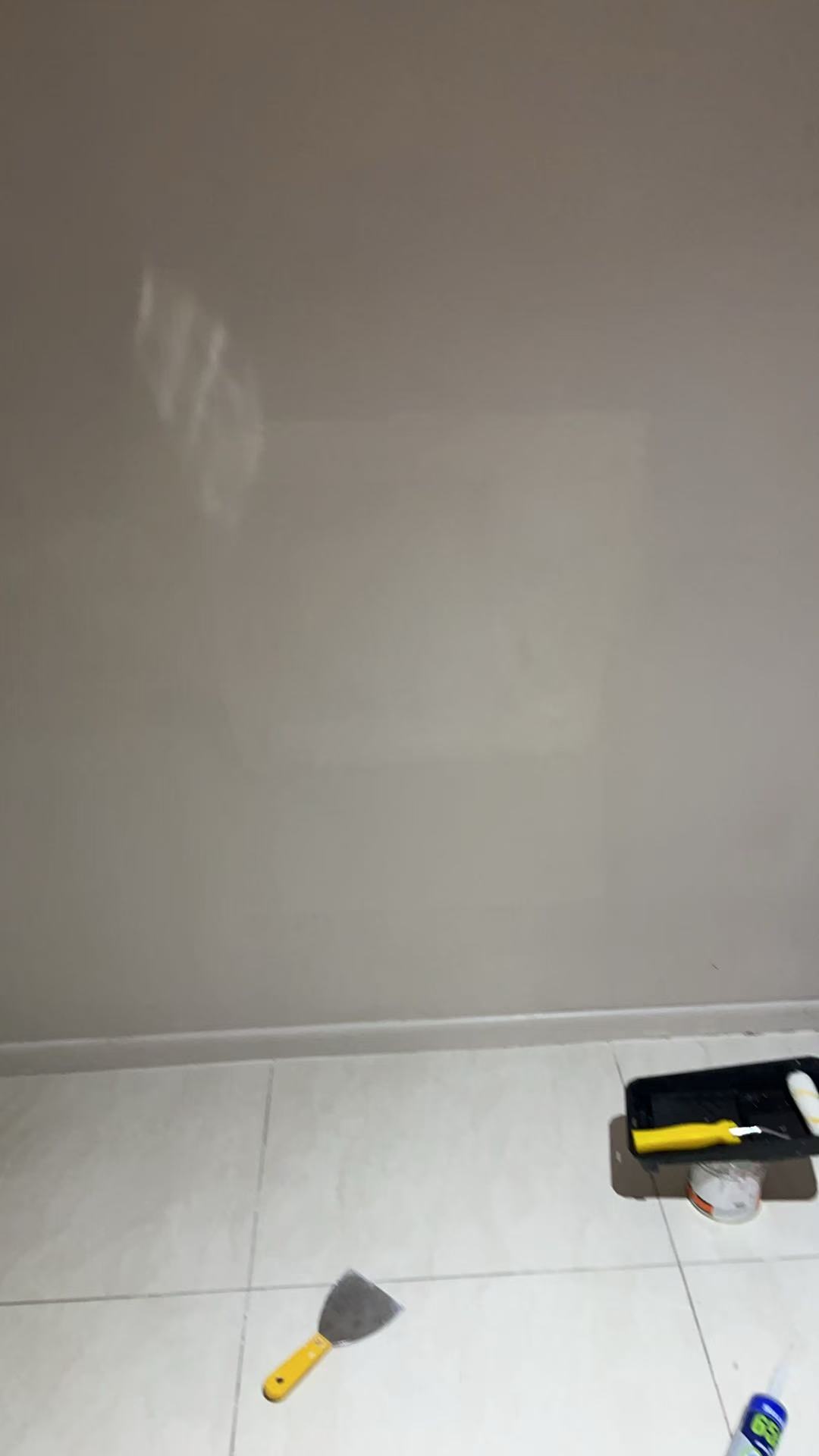 Interior wall surface after the recorded repair and refinishing work